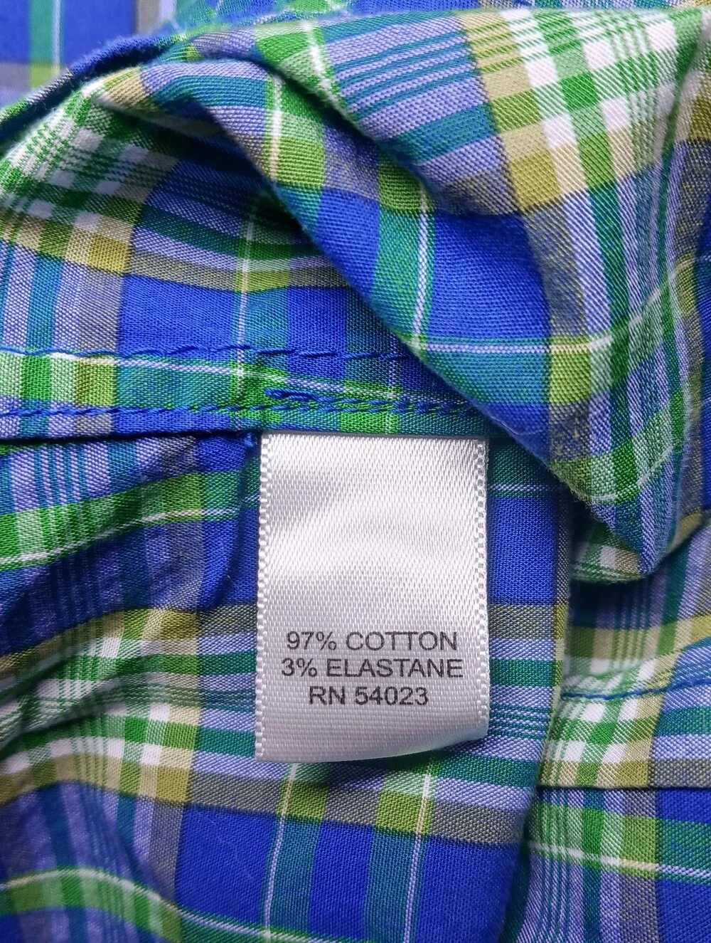 Banana Republic Mens Short Sleeve Button Up Shirt Medium Plaid Blue Green